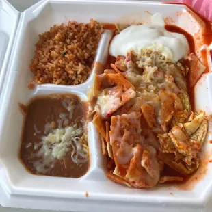Chilaquiles breakfast platter.