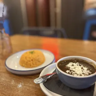 Side rice and bean salsa