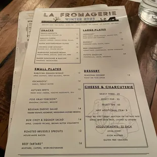 menu