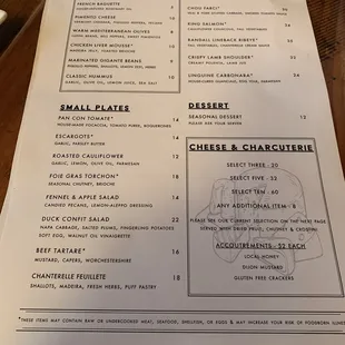 menu