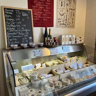 a display of cheeses