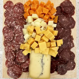 a variety of meat and cheese