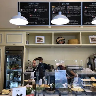 Cheese shop menu and ordering bar.