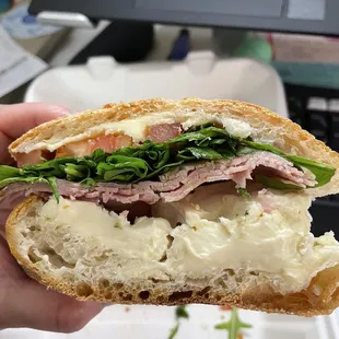 Cross cut view of the Breton sandwich