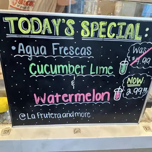 Menu as of March 2024