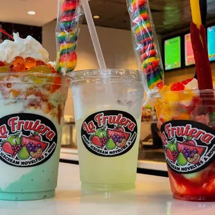 Crazy fruit cup, cucumber lime aguas Fresca