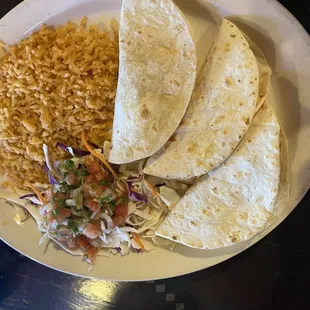 Shrimp tacos &amp; Santa fe burrito