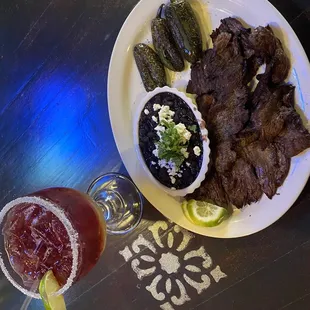 Carne asada with black beans