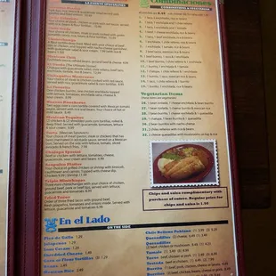 Menu page 2 as of November 2017