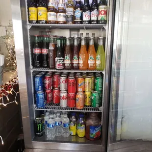 a refrigerator full of drinks