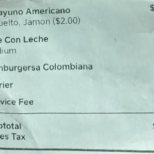 $4.46 service fee with no waitresses.