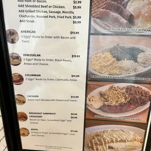 Breakfast menu