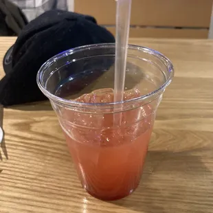 Strawberry margarita on the rocks (delicious!)