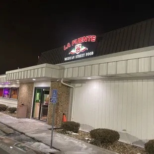 Outside the restaurant