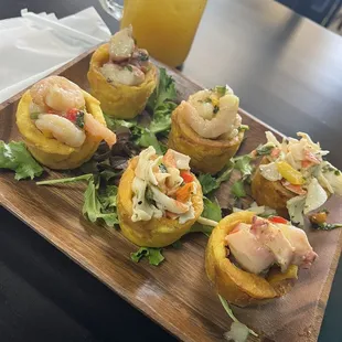 Tostones relleno de marisco!