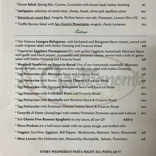 Our up to date menu (August 2023)