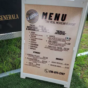 a menu for a mexican restaurant