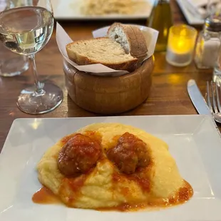 Veal meatballs in tomato sauce over polenta  (Polpette alla Barese)