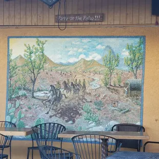 a mural on the wall
