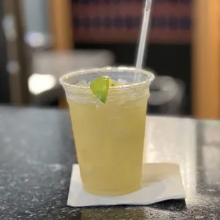 a drink in a plastic cup