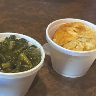 My sides greens and macaroni and cheese