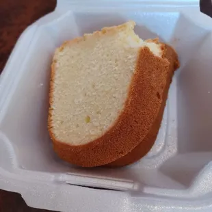 Slice of pound cake, which cost a little over $5.00 without tax.