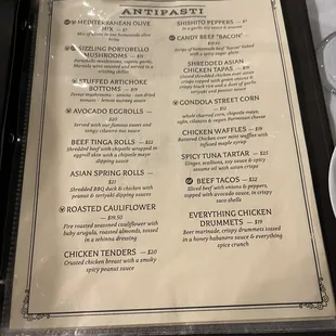 menu