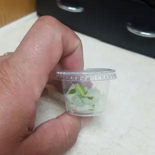 And this is supossed to be enough for 2 barbacoa gorditas...dont ask for more because you will be treated like.s.....