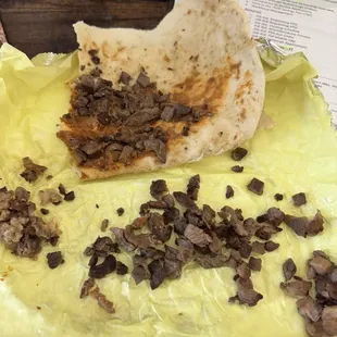 asada burrito with beans.