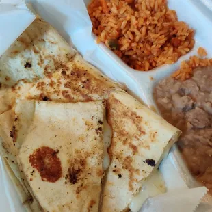 Quesadilla. Ok, but you can find it elsewhere, try something else