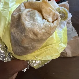 Carne asada burrito - before