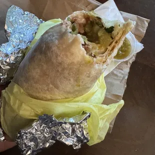 Carne asada burrito - first bite