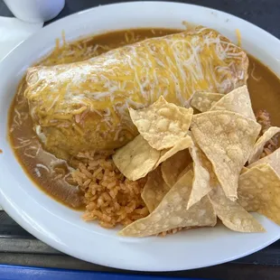 Carne asada and guacamole wet burrito