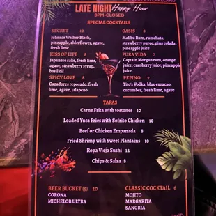 Late night happy hour (8pm-Closed)