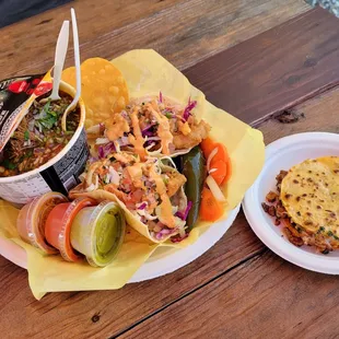 Fish Taco (3.5 stars), Adobada Mulita (2.5 stars), and Birria Ramen (3 stars)