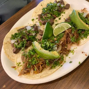 three tacos on a plate