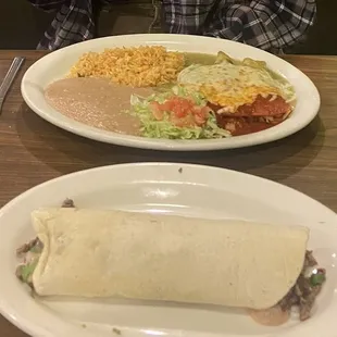 Asada burrito + enchiladas