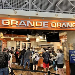 a large group of people standing in line
