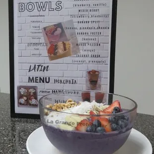 a bowl of fruit and yogurt