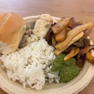 Lomo Saltado Pollo with Champignones Rice Roll
