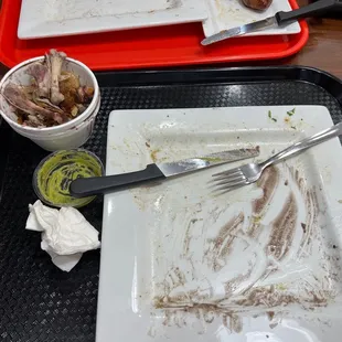 An empty plate of delicious food. Please don&apos;t change a thing. I&apos;m so stuffed.