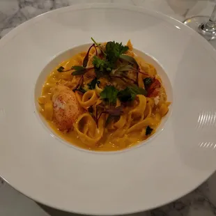 Valentine Special Poached Lobster Tomato Cream Fettuccine