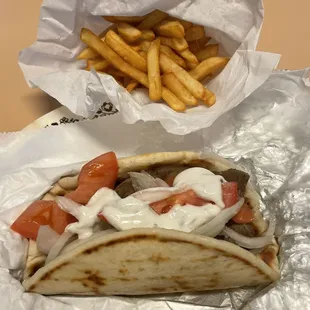Regular gyro and fries