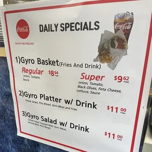 Daily specials