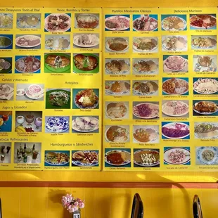 Photo menu on dining room wall