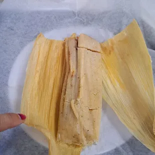 Tamales with red sauce