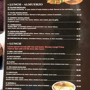 the menu