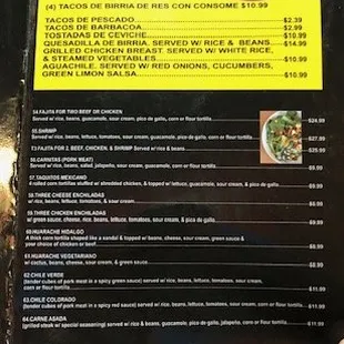 menu