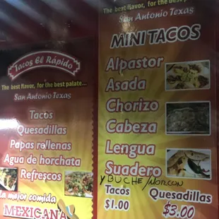 Menu and prices