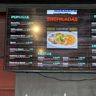 Pupusa Menu